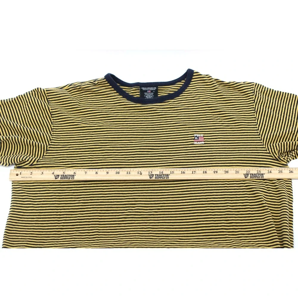 Ralph Lauren Polo Jeans Company Micro Striped T shirt Ringer Mens XL Vintage USA